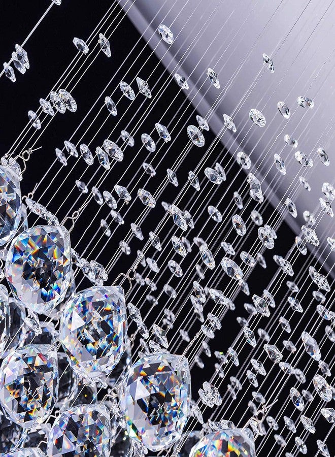 CRYSTA WORLD 4-Lights Modern Chandelier K9 Crystal Chandelier Light Fixture,Modern Flush Mount Ceiling Light Fixtures Raindrop Chandelier for Bedroom,Dining Room,Living Room,H23.5 x D14 - Image 4